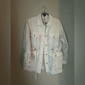 Express White Utility Jacket with Eyelet Design